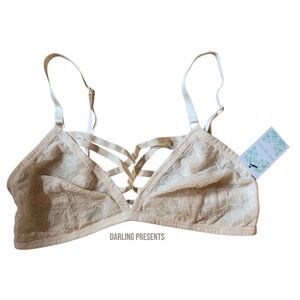 ANEMONE LACE STRAPY CAGE FRONT BRA WOMEN COLOR IVORY SIZE S